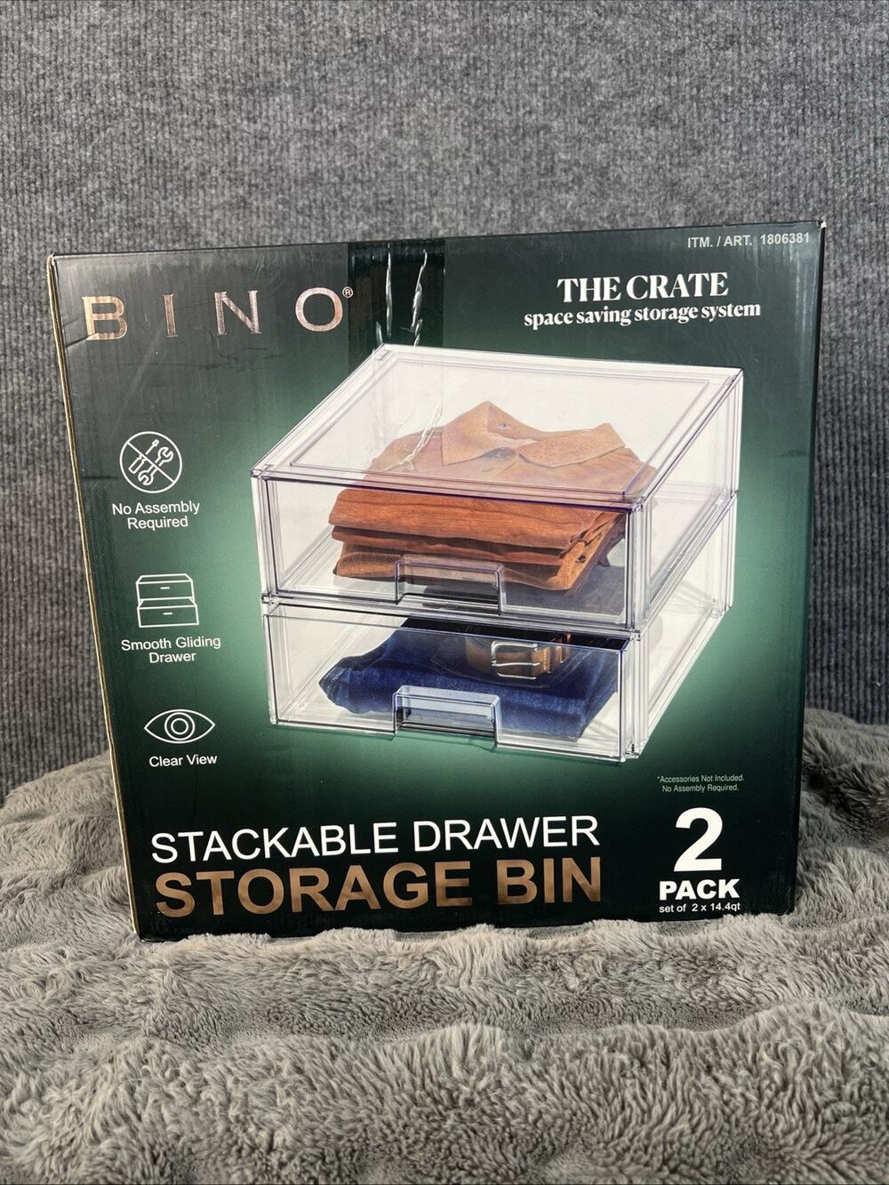 Bino Stackable Drawer Storage Bin The Crate Space Saving System Clear